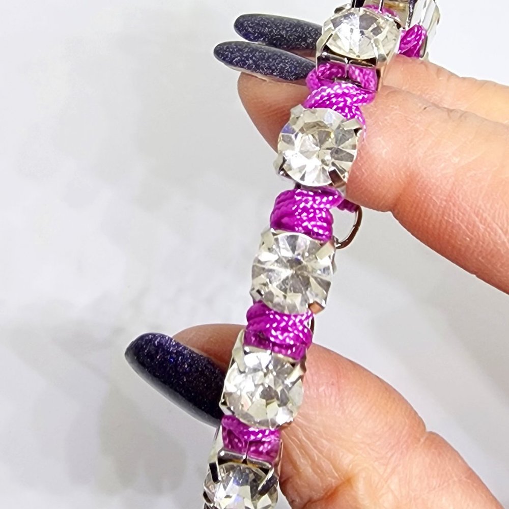 AEO Pink Woven Chunky Prong-set Rhinestone Lobster Clasp Bracelet